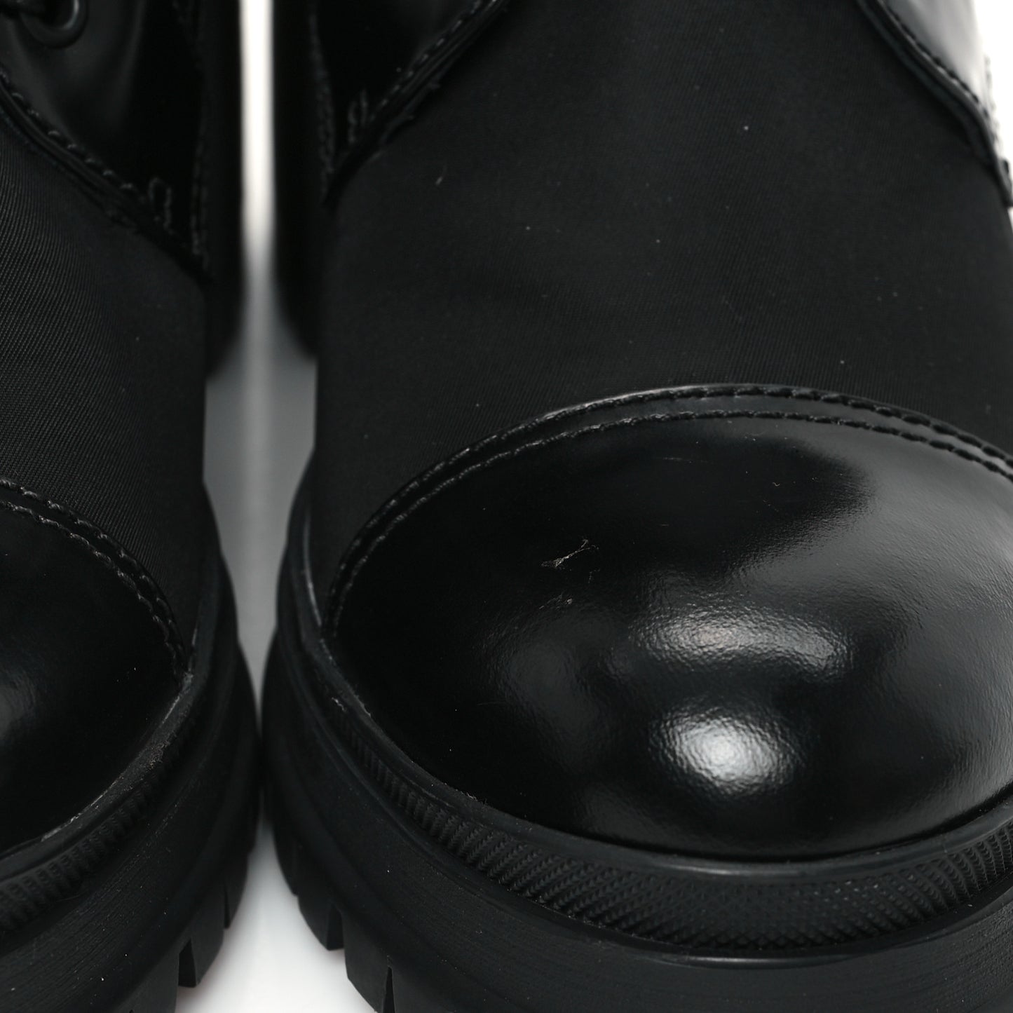 Spazzolato Re-Nylon Metal Triangle Logo Lace Up 55mm Ankle Boots 38 Black