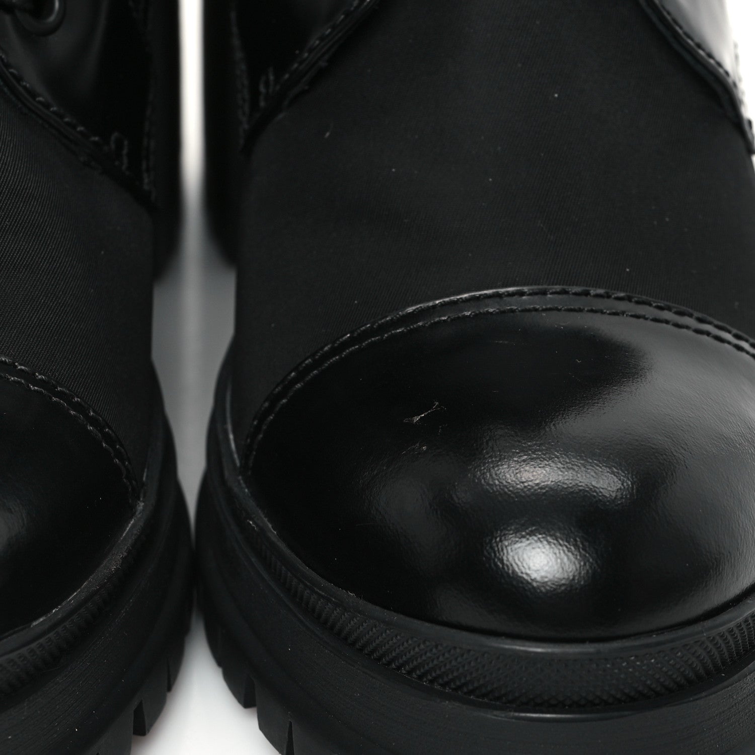 Prada Spazzolato Re-Nylon Metal Triangle Logo Lace Up 55mm Ankle Boots 38 Black 9 of 10