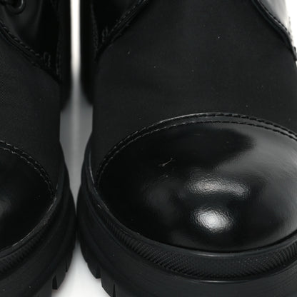 Prada Spazzolato Re-Nylon Metal Triangle Logo Lace Up 55mm Ankle Boots 38 Black 9 of 10