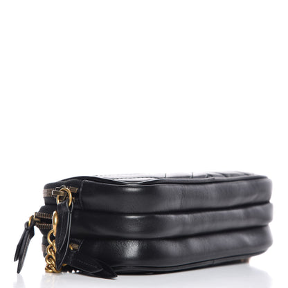 Gucci Calfskin Matelasse Mini GG Marmont Chain Crossbody Bag Black 4 of 9