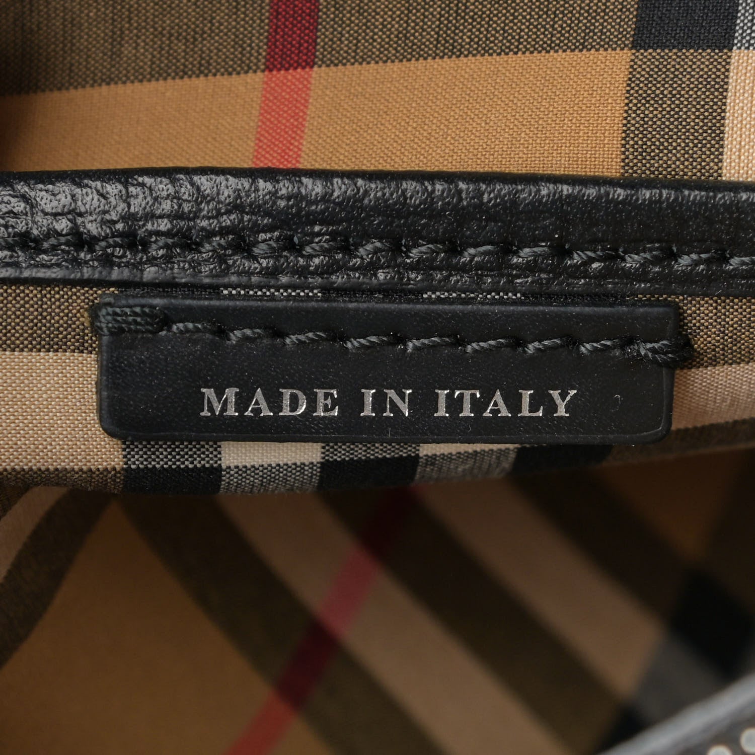 Burberry Grainy Calfskin Vintage Check Medium Banner Tote Black 8 of 16