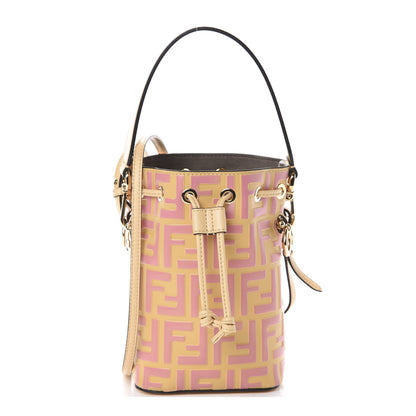 Fendi Vitello Liberty F is Fendi Bi-Color FF 1974 Embossed Mini Mon Tresor Bucket Bag Savana Lollypop 1 of 10