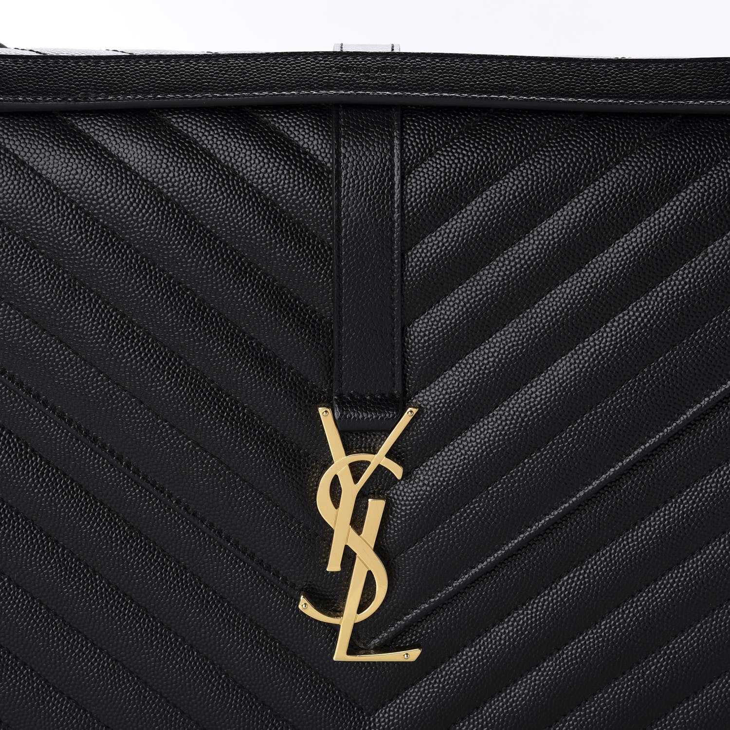 Saint Laurent Grain De Poudre Matelasse Chevron Large Monogram Satchel Black 11 of 11
