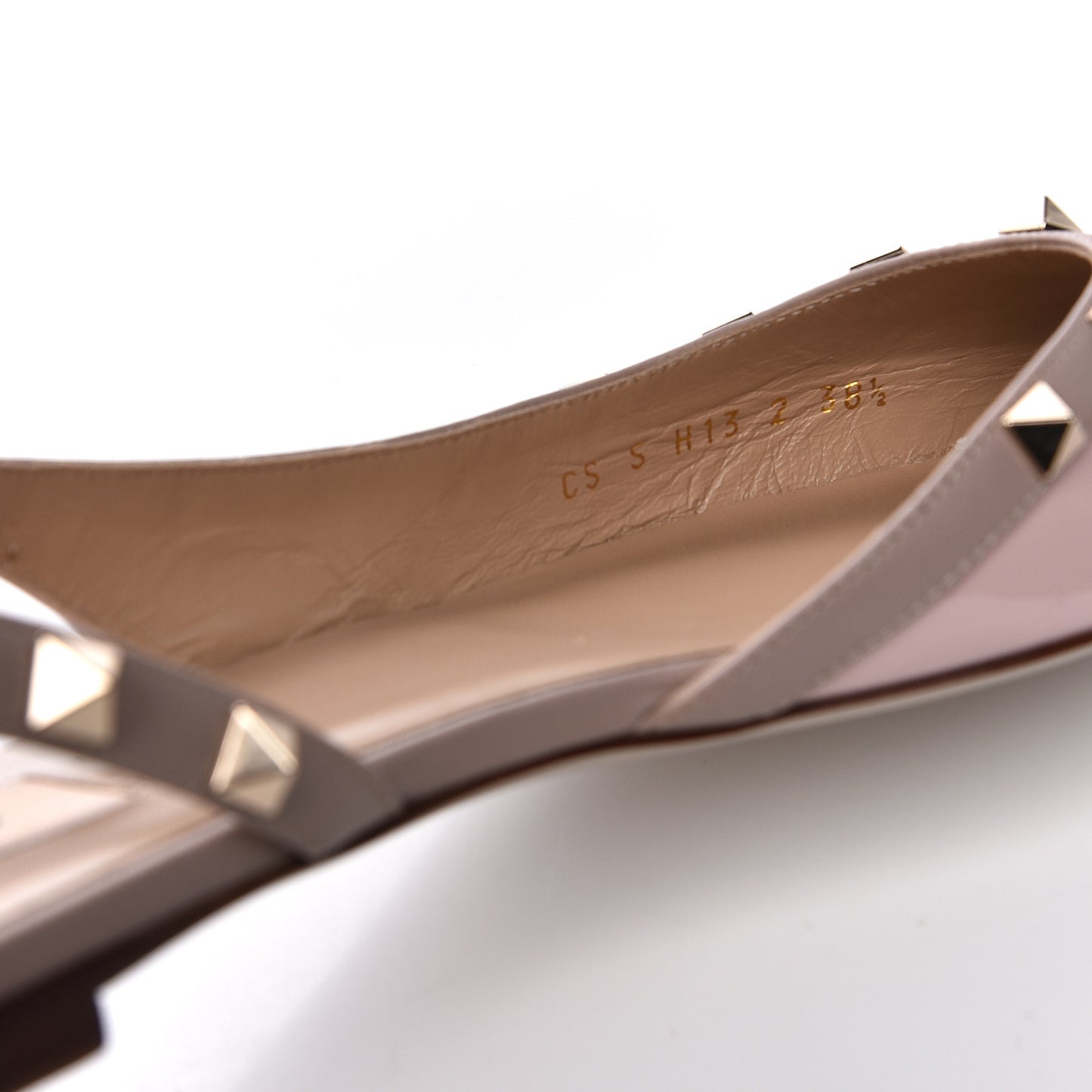 Patent Rockstud Slingback Flats 38.5 Water Rose Poudre