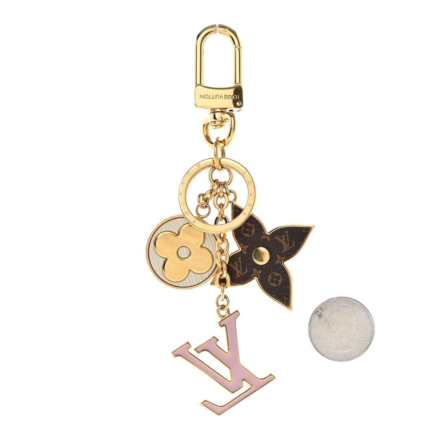 Metal Monogram Epi Spring Street Bag Charm Key Holder Gold