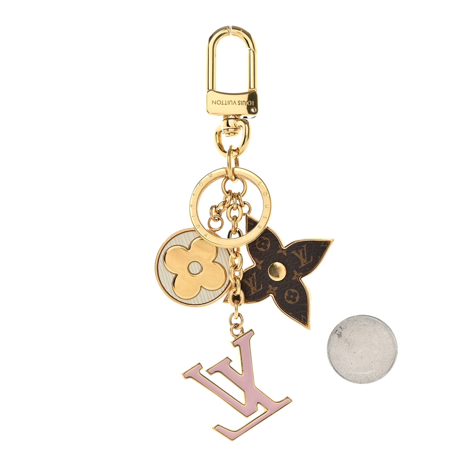 Louis Vuitton Metal Monogram Epi Spring Street Bag Charm Key Holder Gold 2 of 5