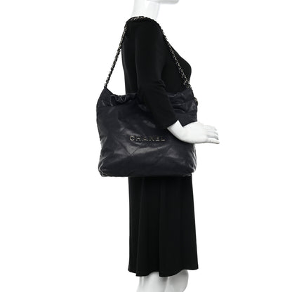 Chanel Shiny Caviar Quilted Small Chanel 22 Dark Blue 2 of 11