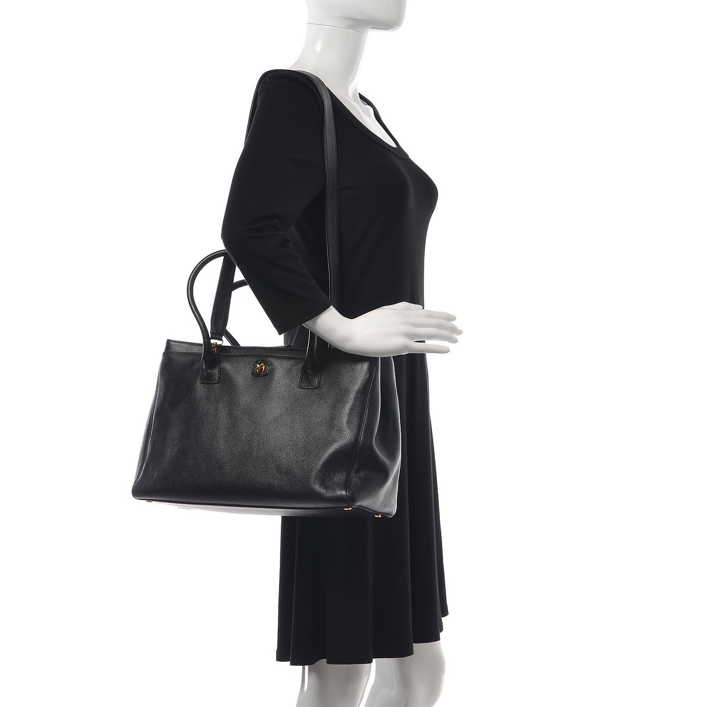 Calfskin Cerf Shopper Tote Black