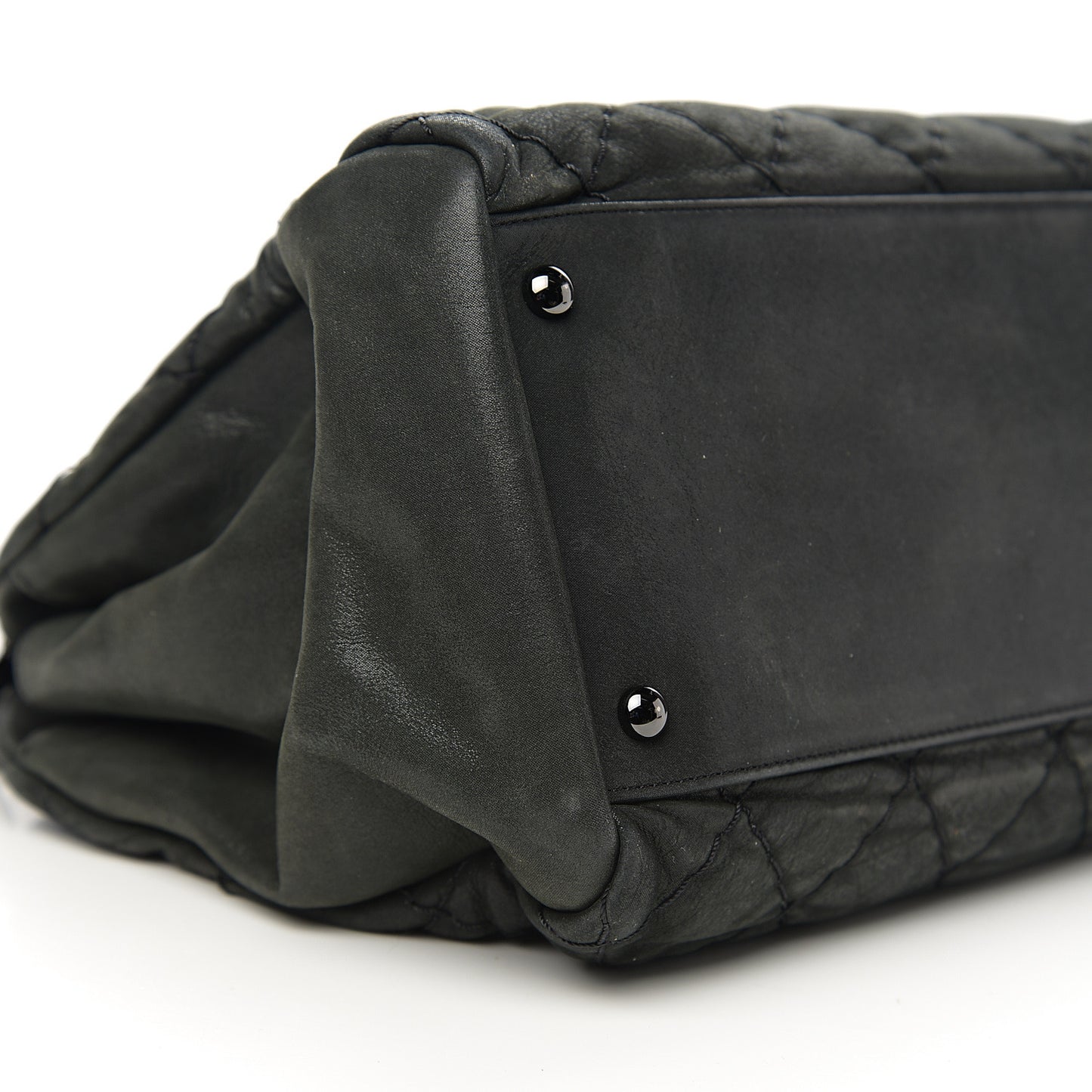 Iridescent Calfskin Quilted Large Just Mademoiselle Dark Grey