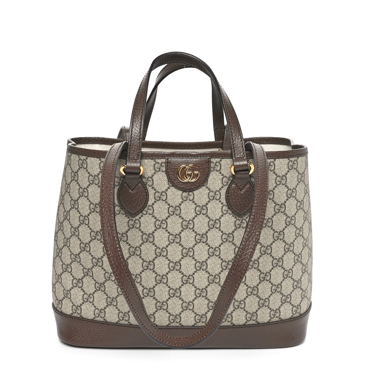 Gucci GG Supreme Monogram Textured Calfskin Small Ophidia Shoulder Tote Bag Beige Ebony New Acero 1 of 10
