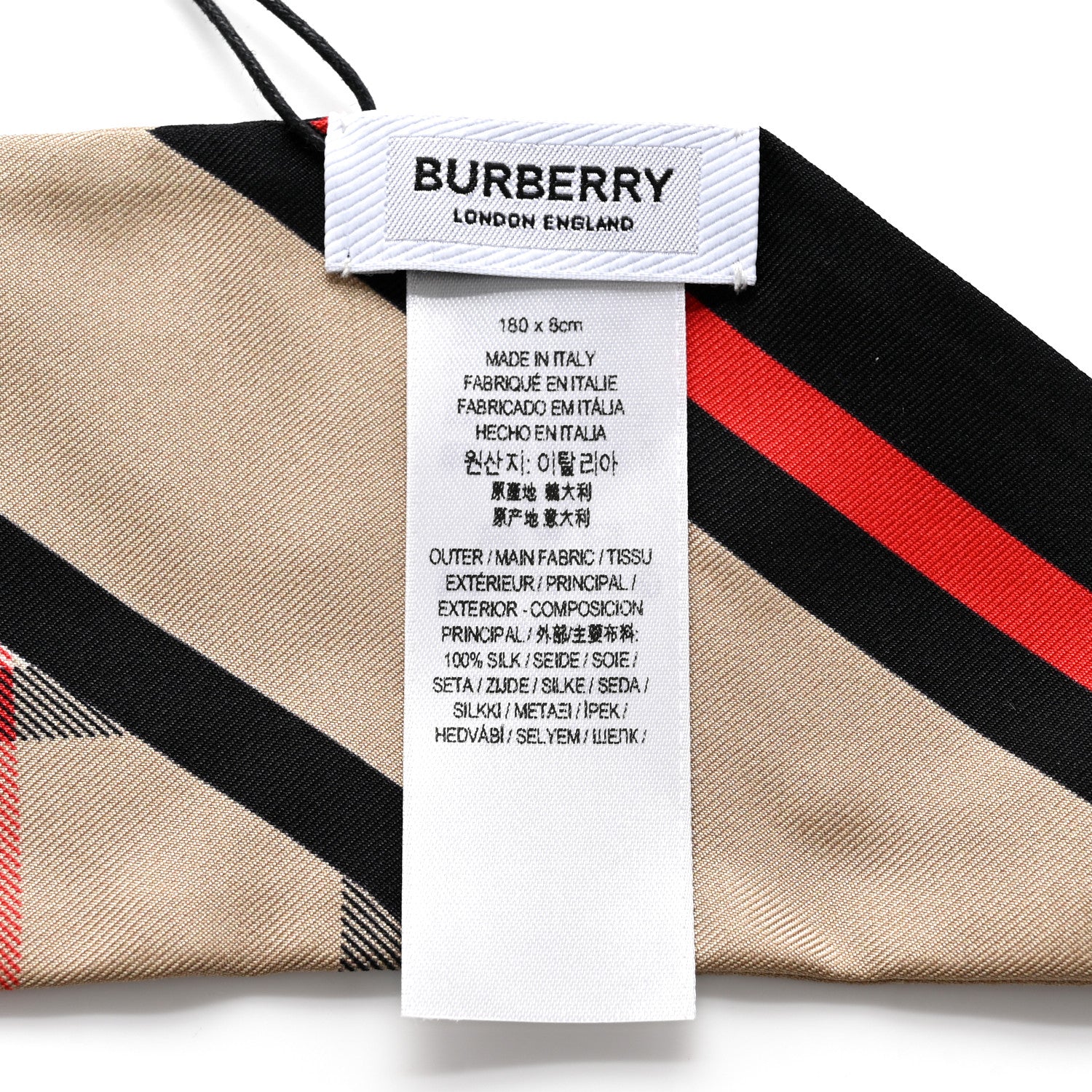 Burberry Silk Montage Print Skinny Scarf Archive Beige 3 of 3