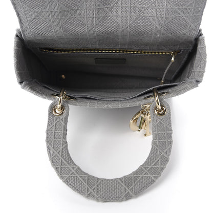 Christian Dior Canvas Embroidered Cannage Medium Lady D-Lite Gray 5 of 9