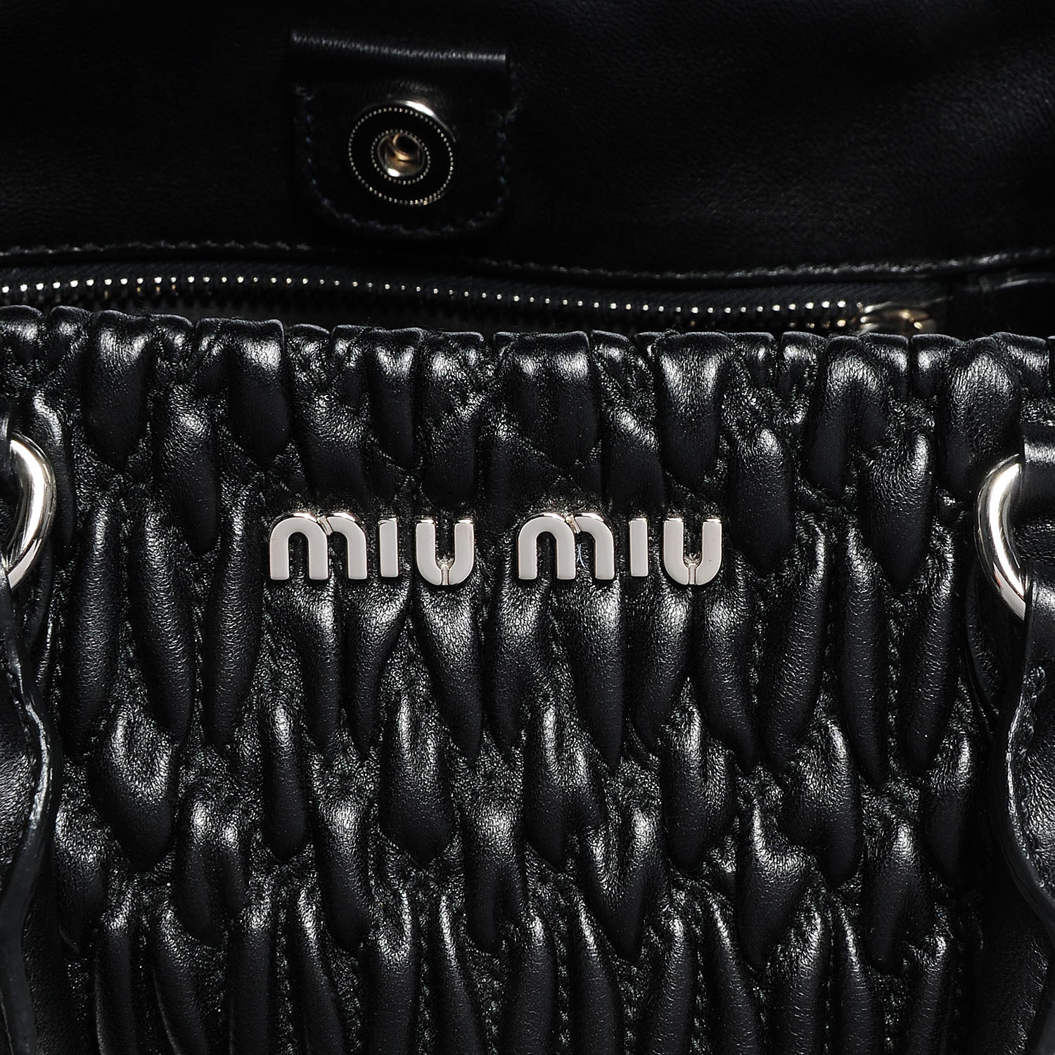 Miu Miu Matelasse Leather Swarovski Crystal Tote Black 7 of 9