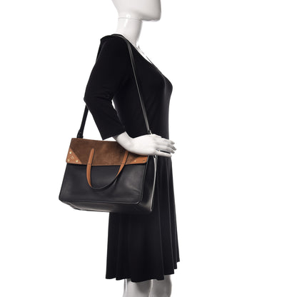Fendi Vitello Grace Suede Flip Tote Black Nocciola Marrone 2 of 18