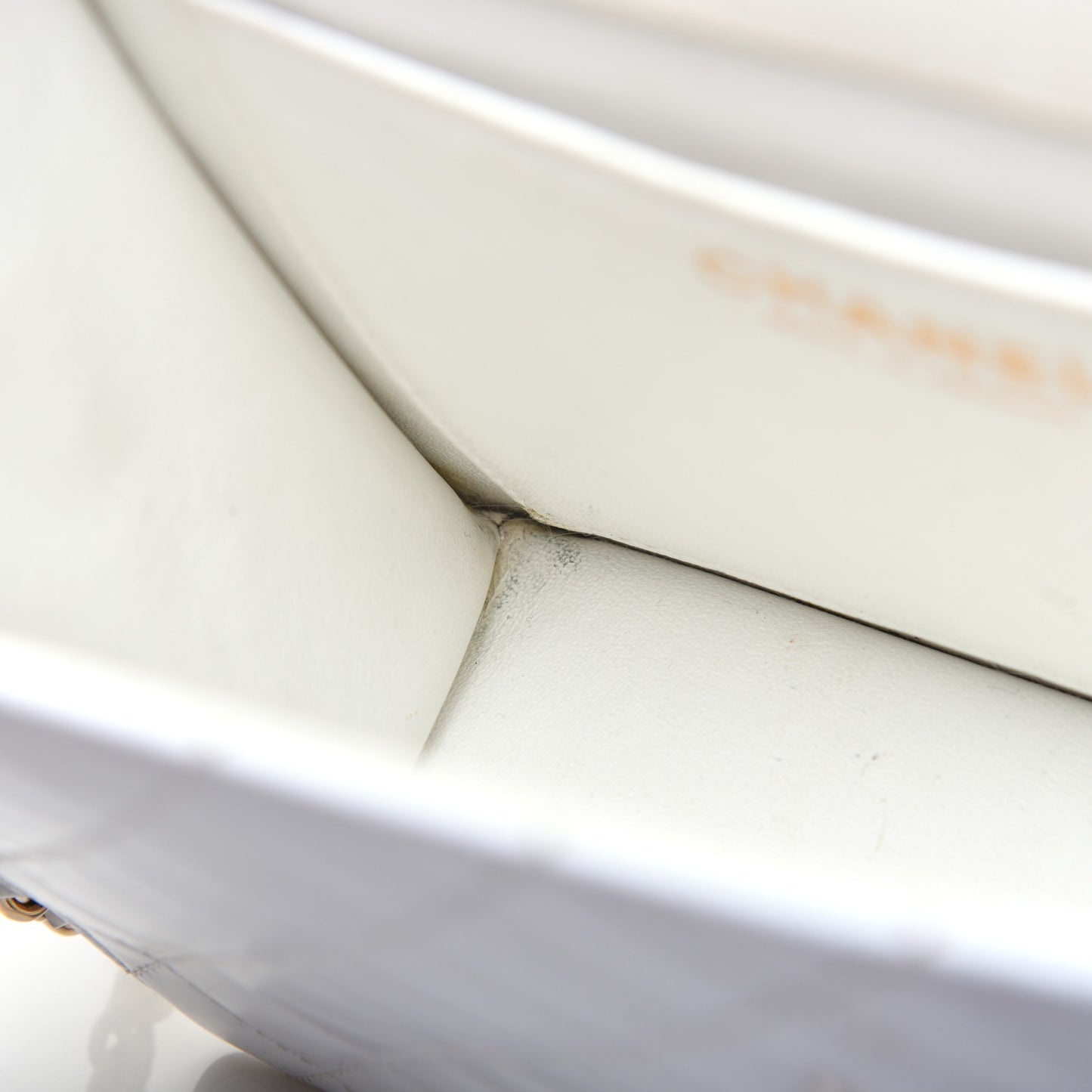 Glazed Calfskin Stitched Mini Square Flap White