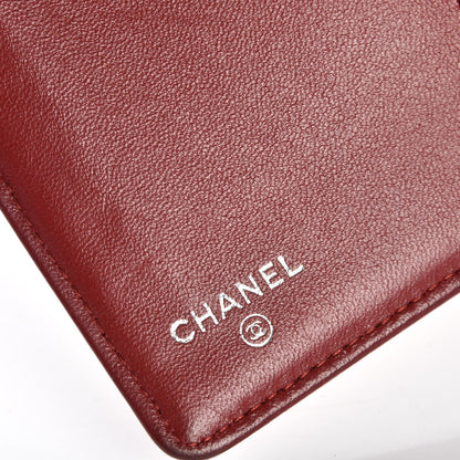 Chanel Lambskin Camellia Embossed Yen Wallet Dark Red 6 of 13