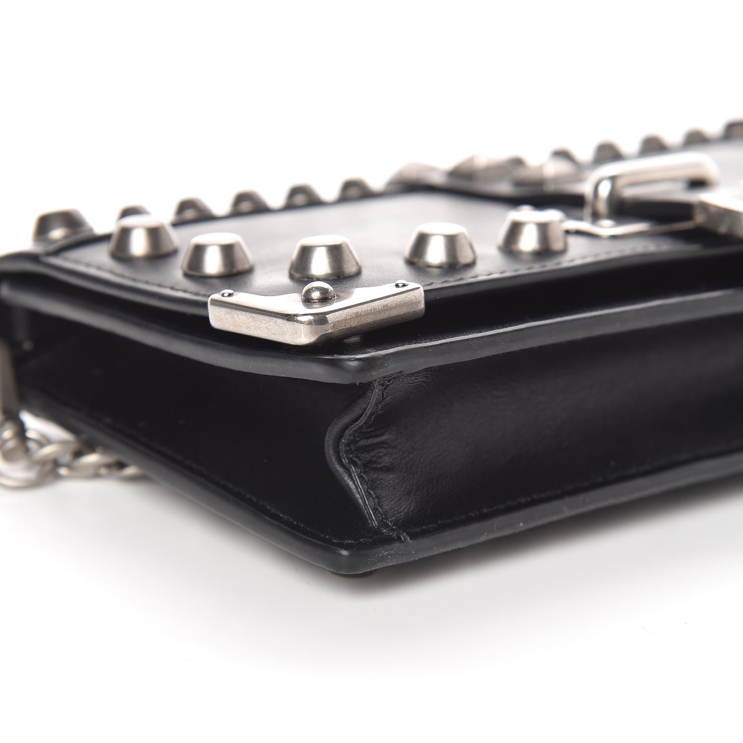Prada City Calfskin Cahier Studded Mini Bag Black 9 of 10