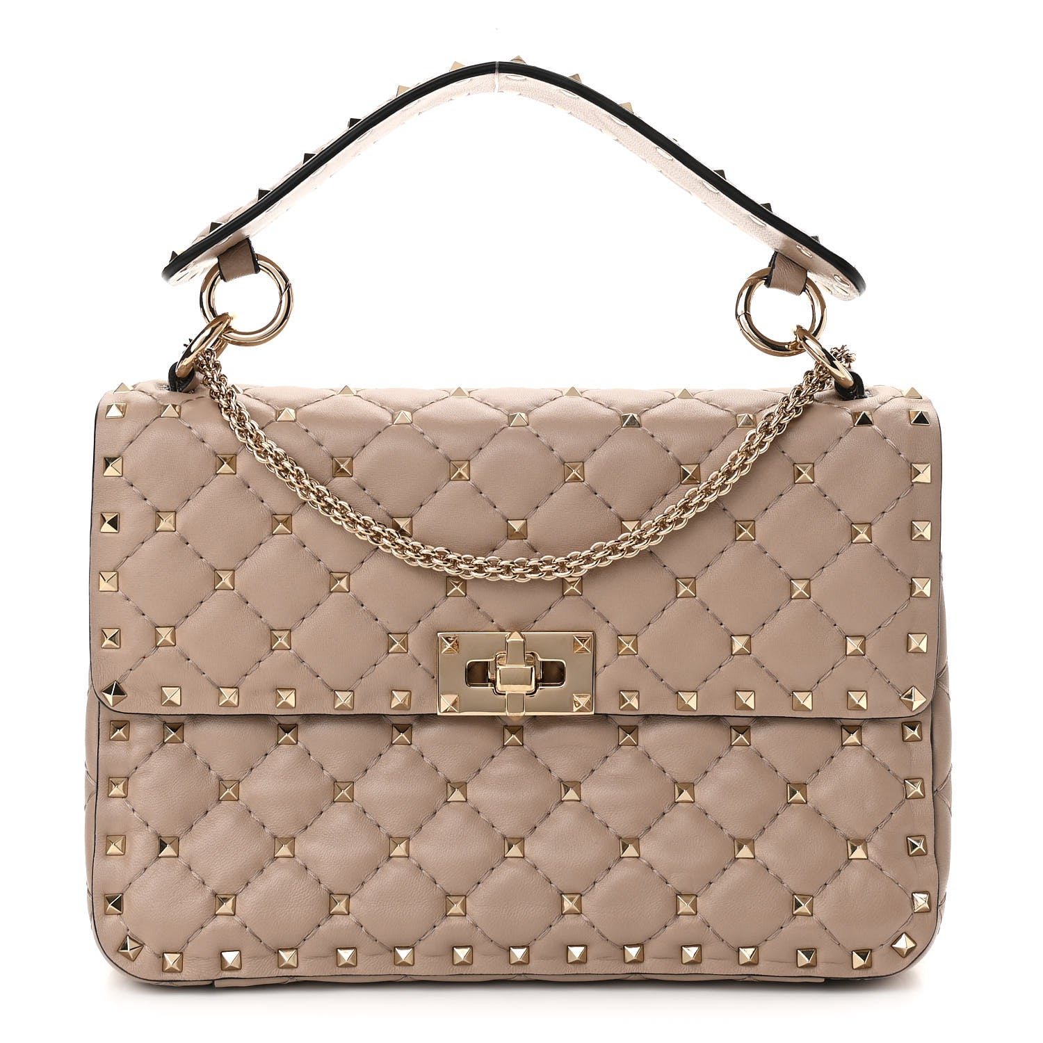 Valentino Garavani Lambskin Medium Rockstud Spike Shoulder Bag Poudre 1 of 9
