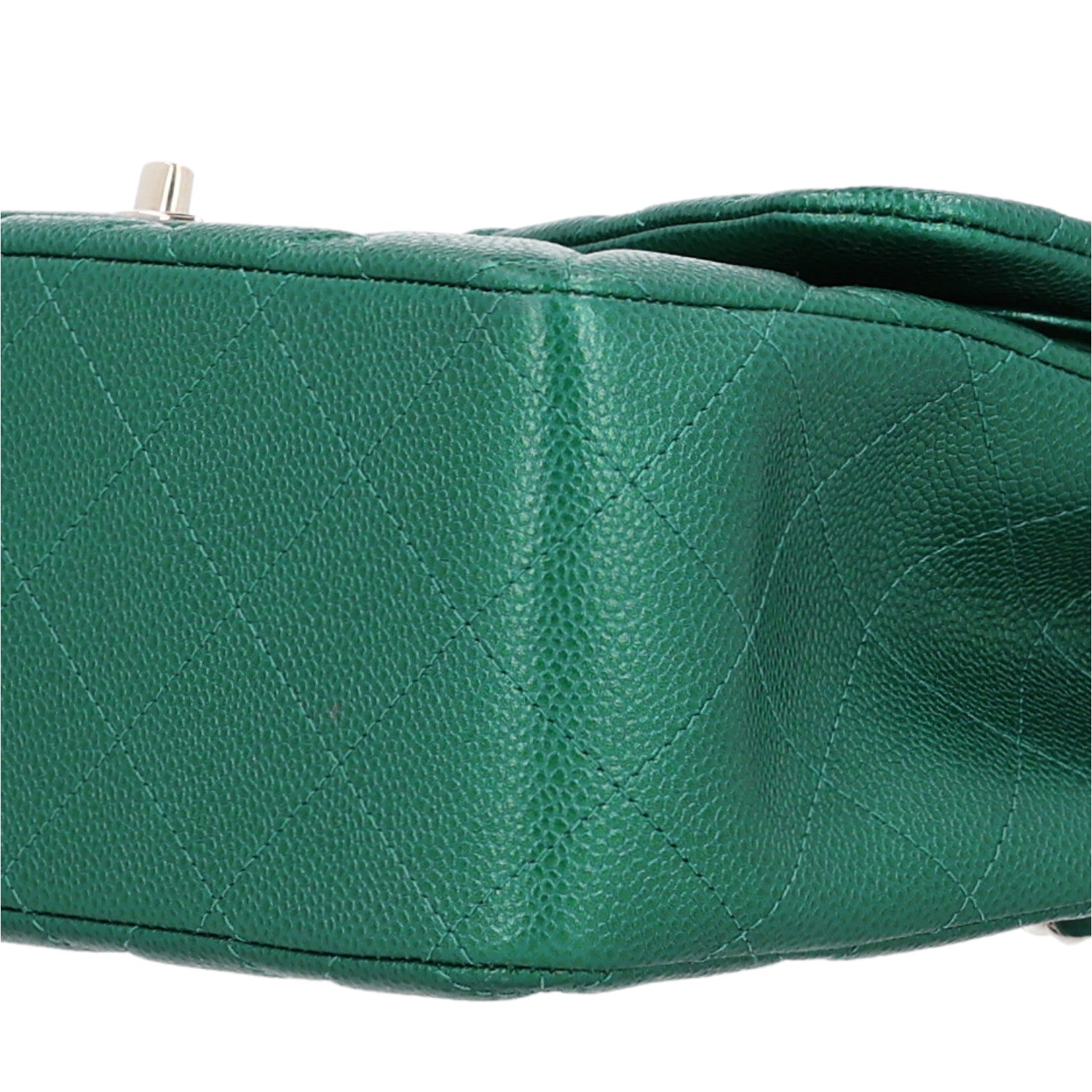 Chanel Metallic Caviar Quilted Jumbo Double Flap Green 10 of 10