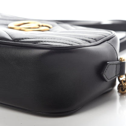 Gucci Calfskin Matelasse Small GG Marmont Chain Shoulder Bag Black 9 of 9