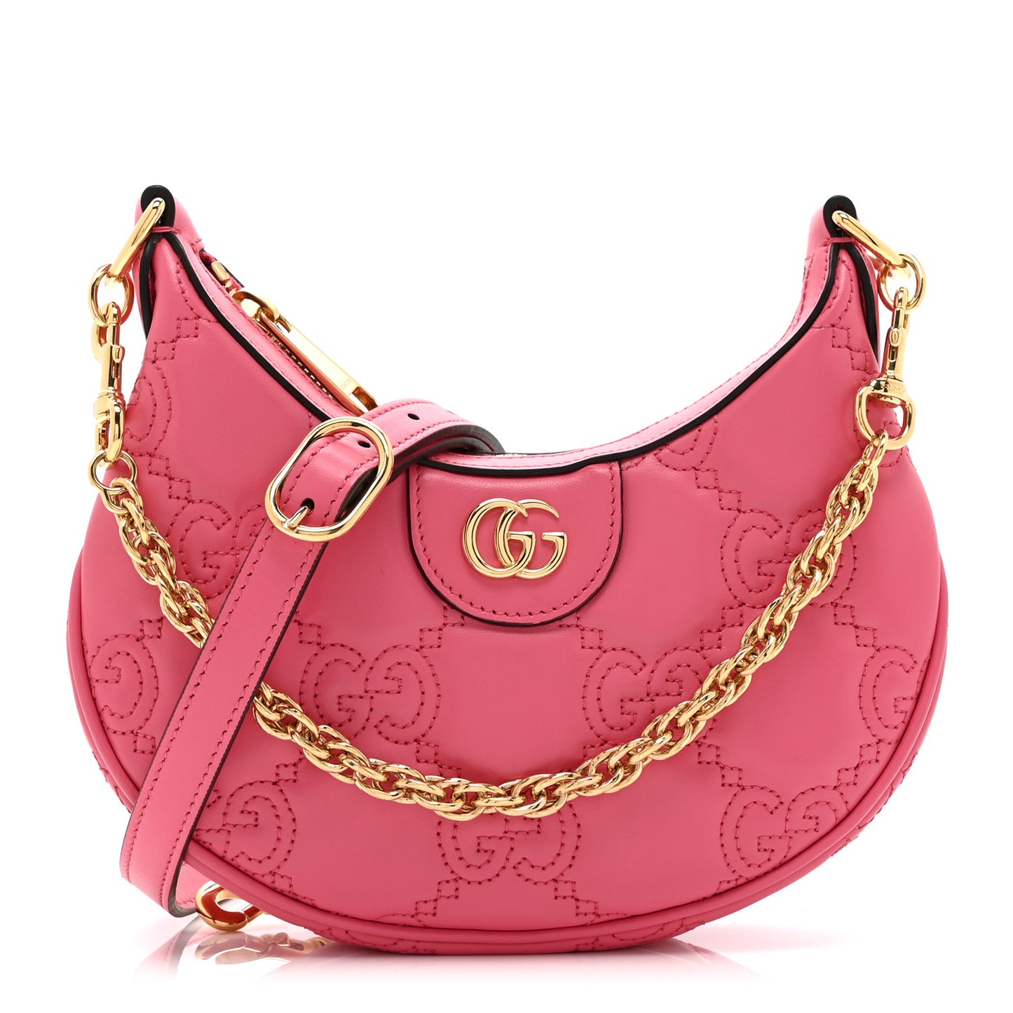 Calfskin GG Matelasse Mini Hobo Shoulder Bag Pink