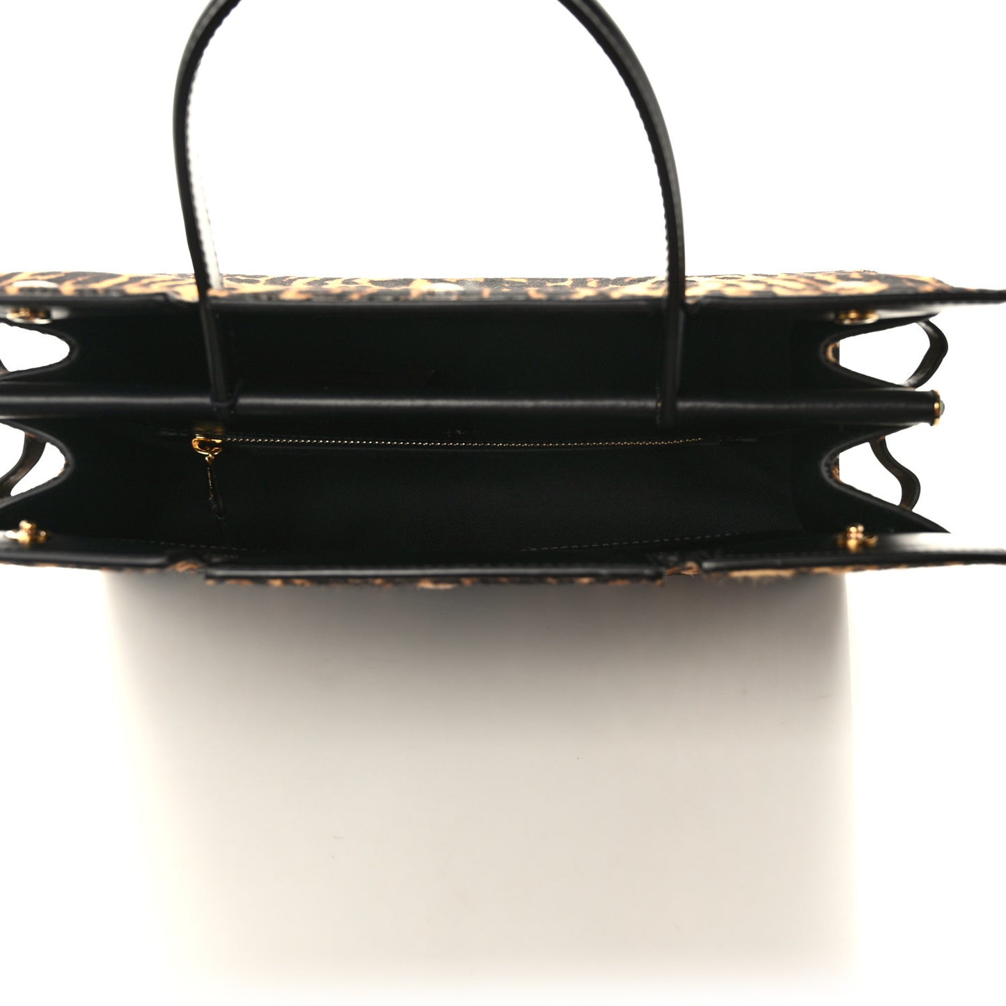 Calf Hair Leopard Print Medium Title Bag Black