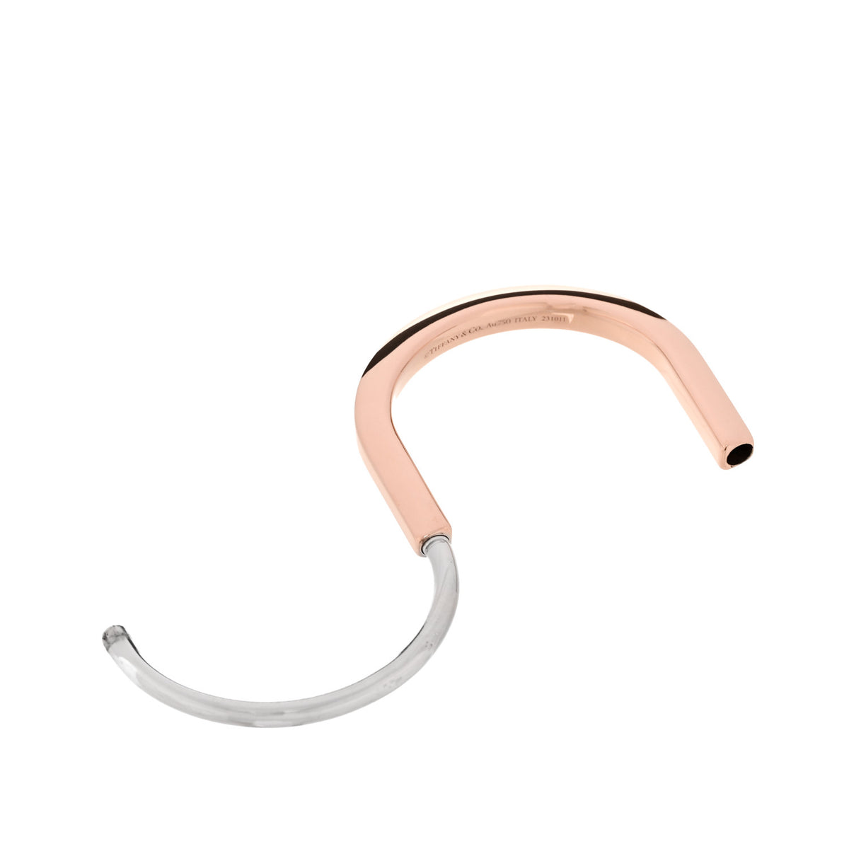 18K Rose White Gold Tiffany Lock Bangle Bracelet