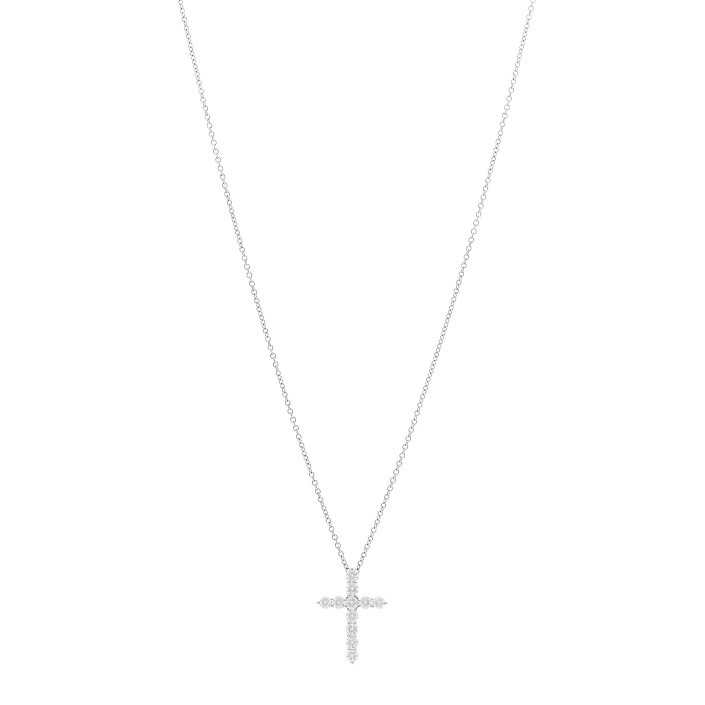 Platinum Diamond Small Cross Pendant Necklace