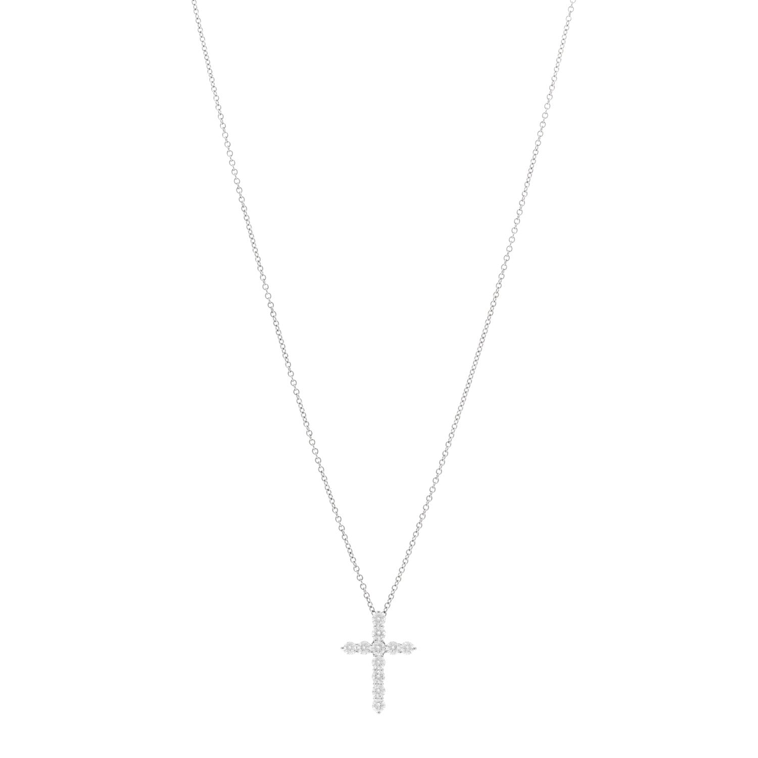 Tiffany Platinum Diamond Small Cross Pendant Necklace 1 of 4