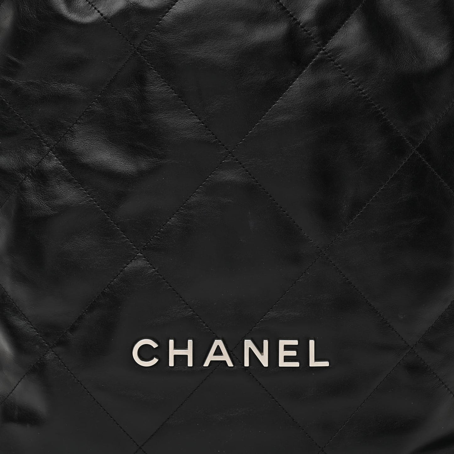 Shiny Calfskin Quilted Chanel 22 Backpack Black