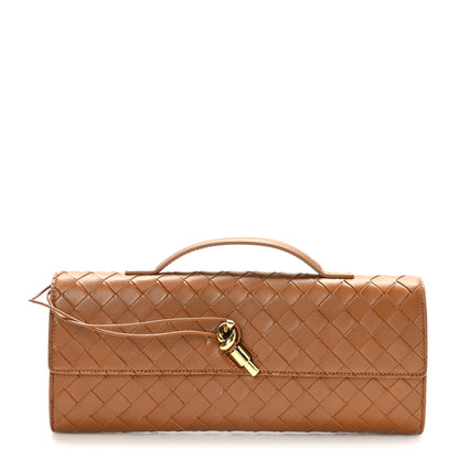 Bottega Veneta Nappa Intrecciato Long Andiamo Top Handle Clutch Cognac 1 of 8