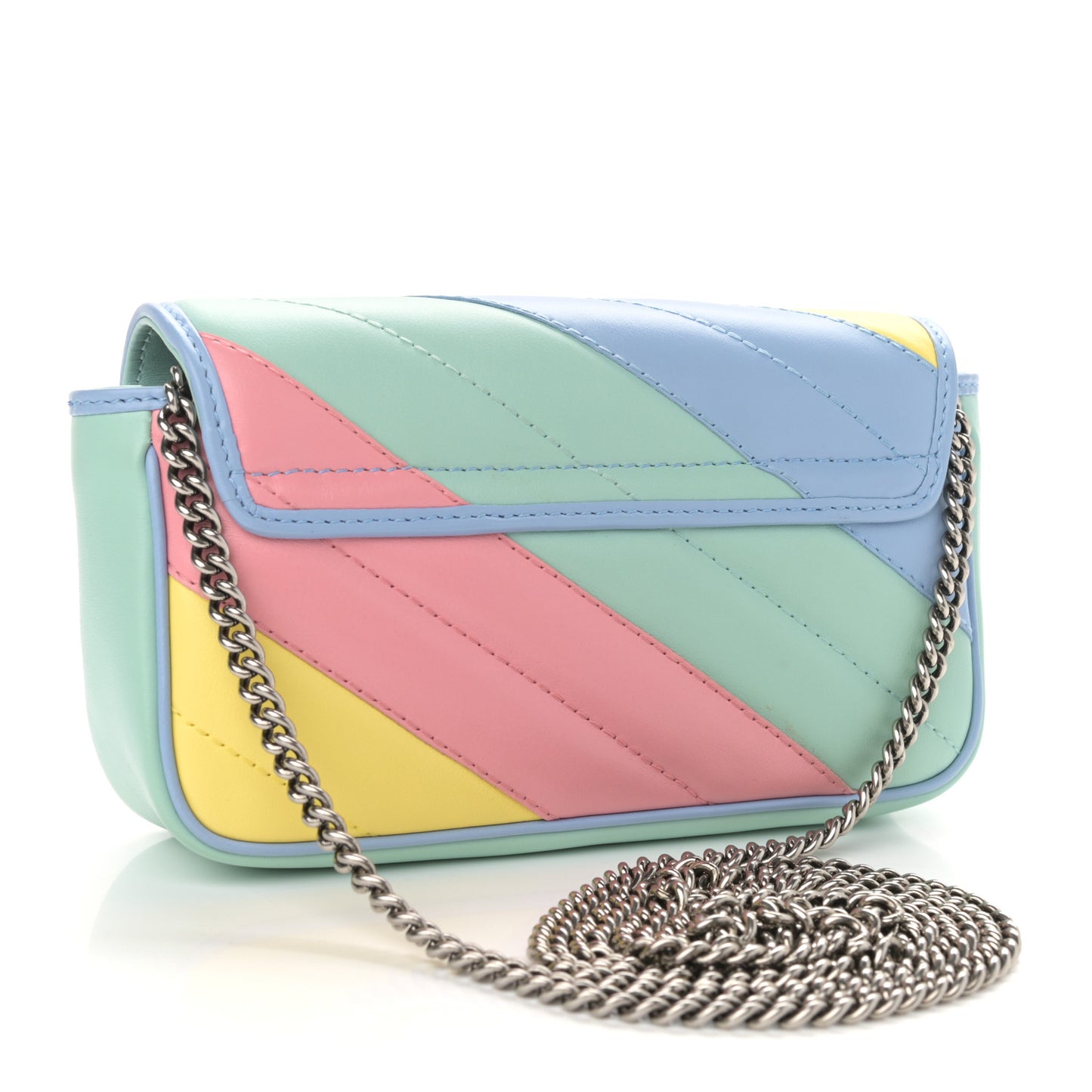 Calfskin Matelasse Diagonal Super Mini GG Marmont Shoulder Bag Multicolor Pastel