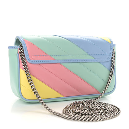 Gucci Calfskin Matelasse Diagonal Super Mini GG Marmont Shoulder Bag Multicolor Pastel 3 of 11