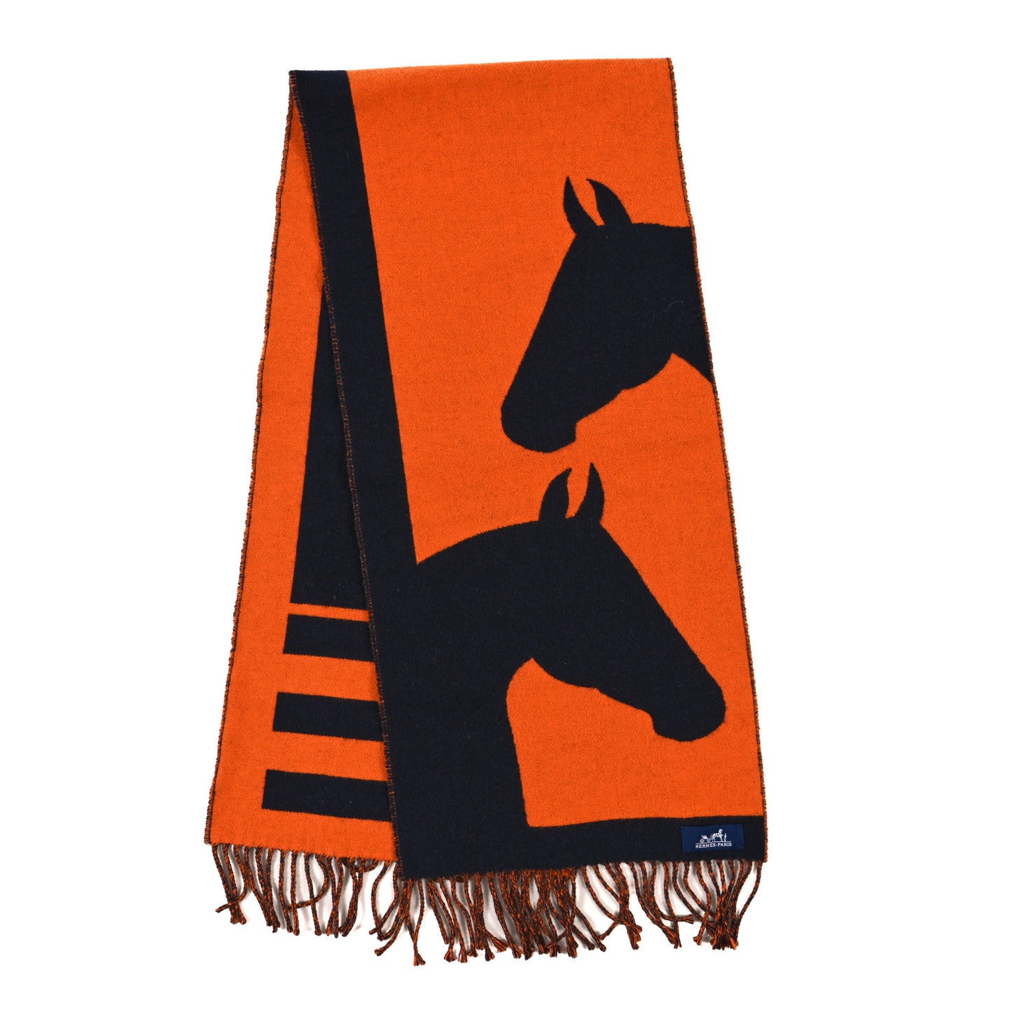 Cashmere Casaque Love Story Muffler Marine Orange