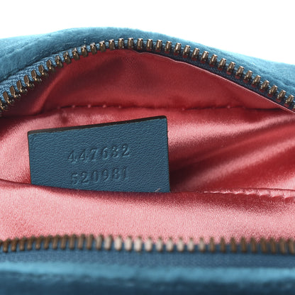 Gucci Velvet Matelasse Small GG Marmont Chain Shoulder Bag Pavone Cyan 7 of 13