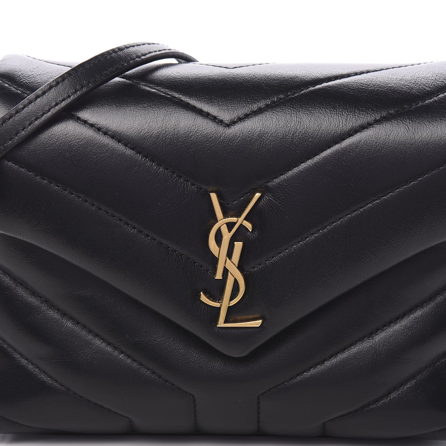 Calfskin Y Quilted Monogram Toy Loulou Crossbody Bag Black
