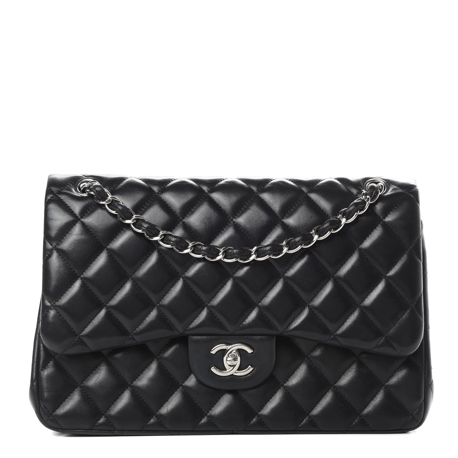 Chanel Lambskin Quilted Jumbo Double Flap Black 1 of 17
