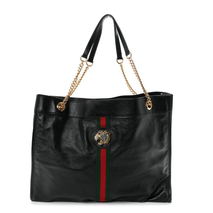 Gucci Calfskin Large Rajah Chain Tote Black 1 of 10
