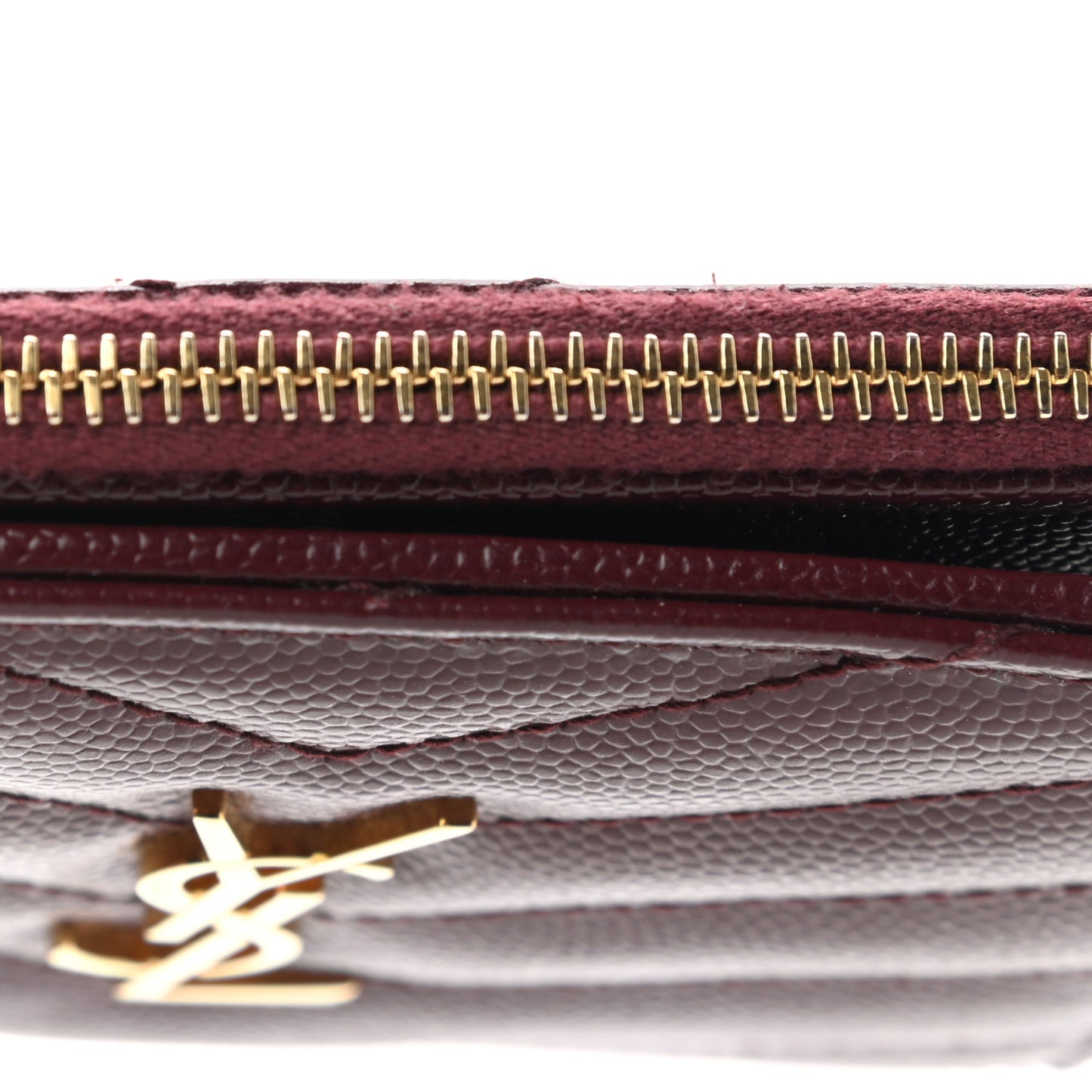 Grain De Poudre Matelasse Chevron Monogram Zipped Card Case Palissandre