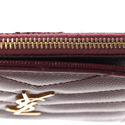 Saint Laurent Grain De Poudre Matelasse Chevron Monogram Zipped Card Case Palissandre 9 of 9
