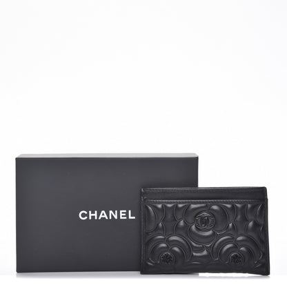 Chanel Lambskin Camellia Embossed Card Holder So Black 10 of 10