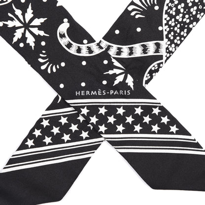 Hermes Silk Les Leopards Twilly Black White 2 of 3
