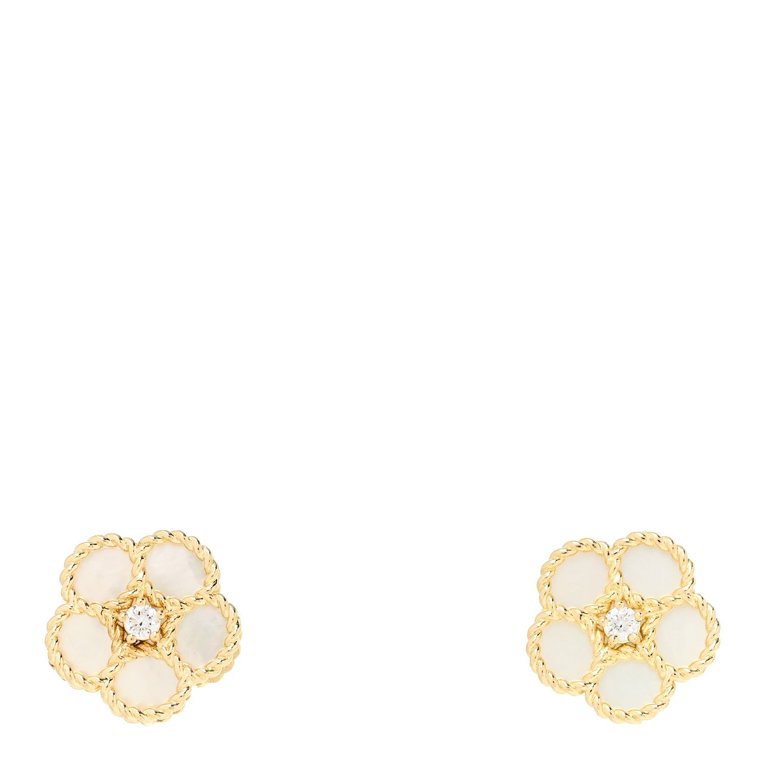 Roberto Coin 18K Yellow Gold Diamond Mother of Pearl Daisy Earrings 1 of 4