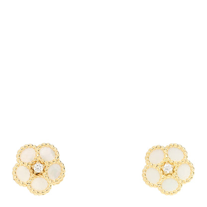 Roberto Coin 18K Yellow Gold Diamond Mother of Pearl Daisy Earrings 1 of 4