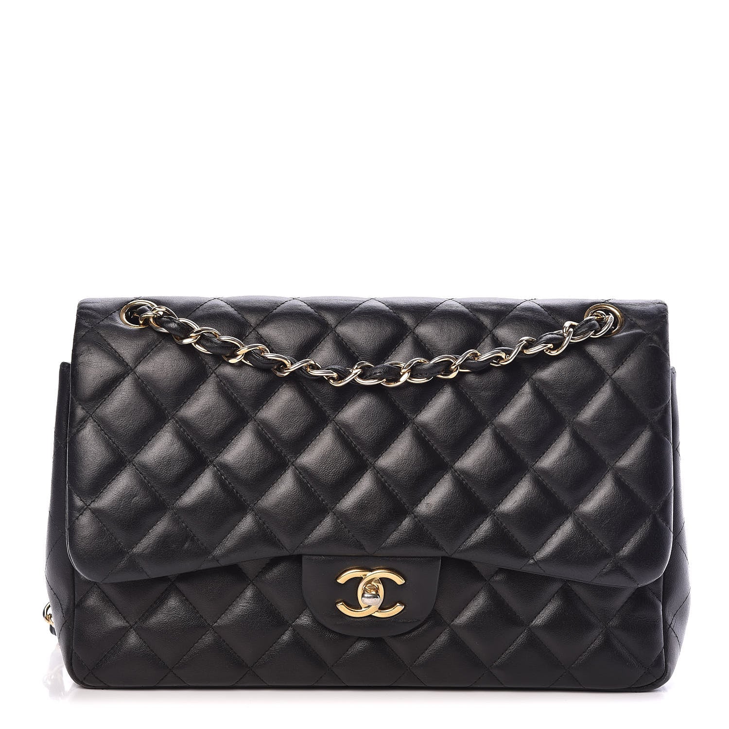 Chanel Lambskin Quilted Jumbo Double Flap Black 1 of 9