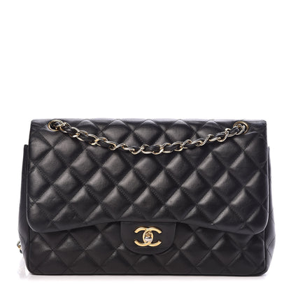 Chanel Lambskin Quilted Jumbo Double Flap Black 1 of 9