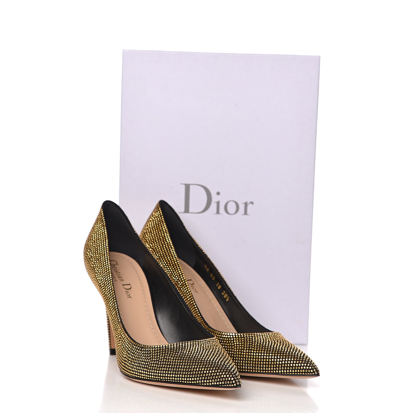 Calfskin Studded Pumps 38.5 Black Gold