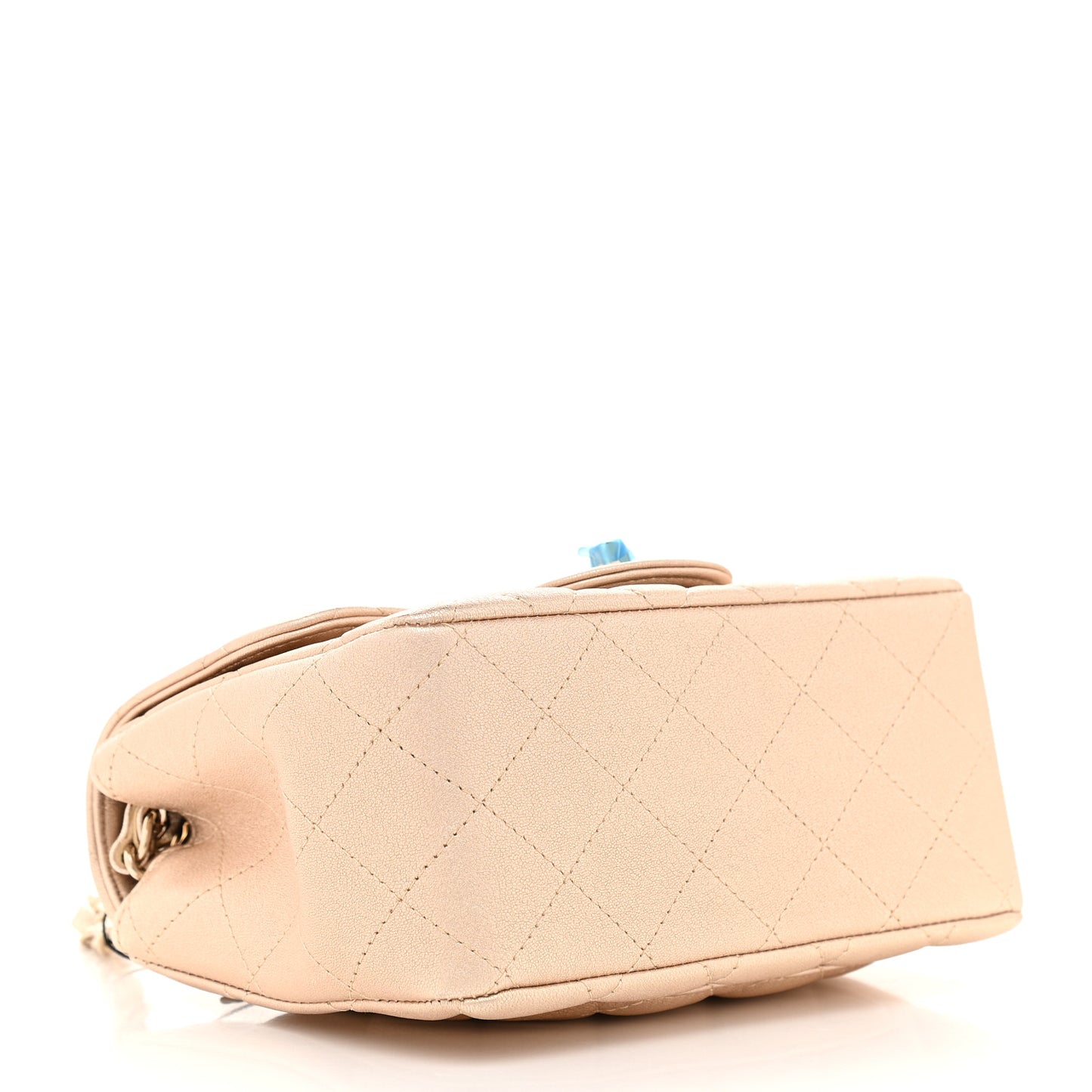 Metallic Lambskin Quilted Mini Square Flap Gold