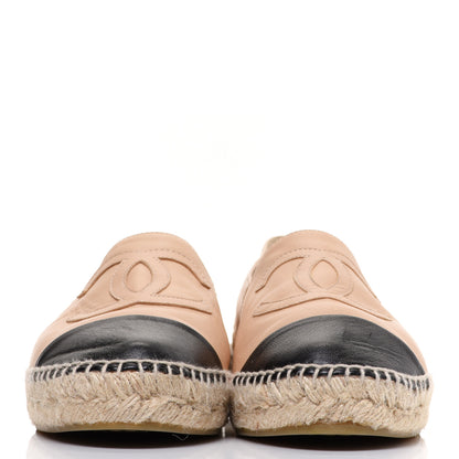 Chanel Lambskin CC Espadrilles 39 Beige Black 2 of 13