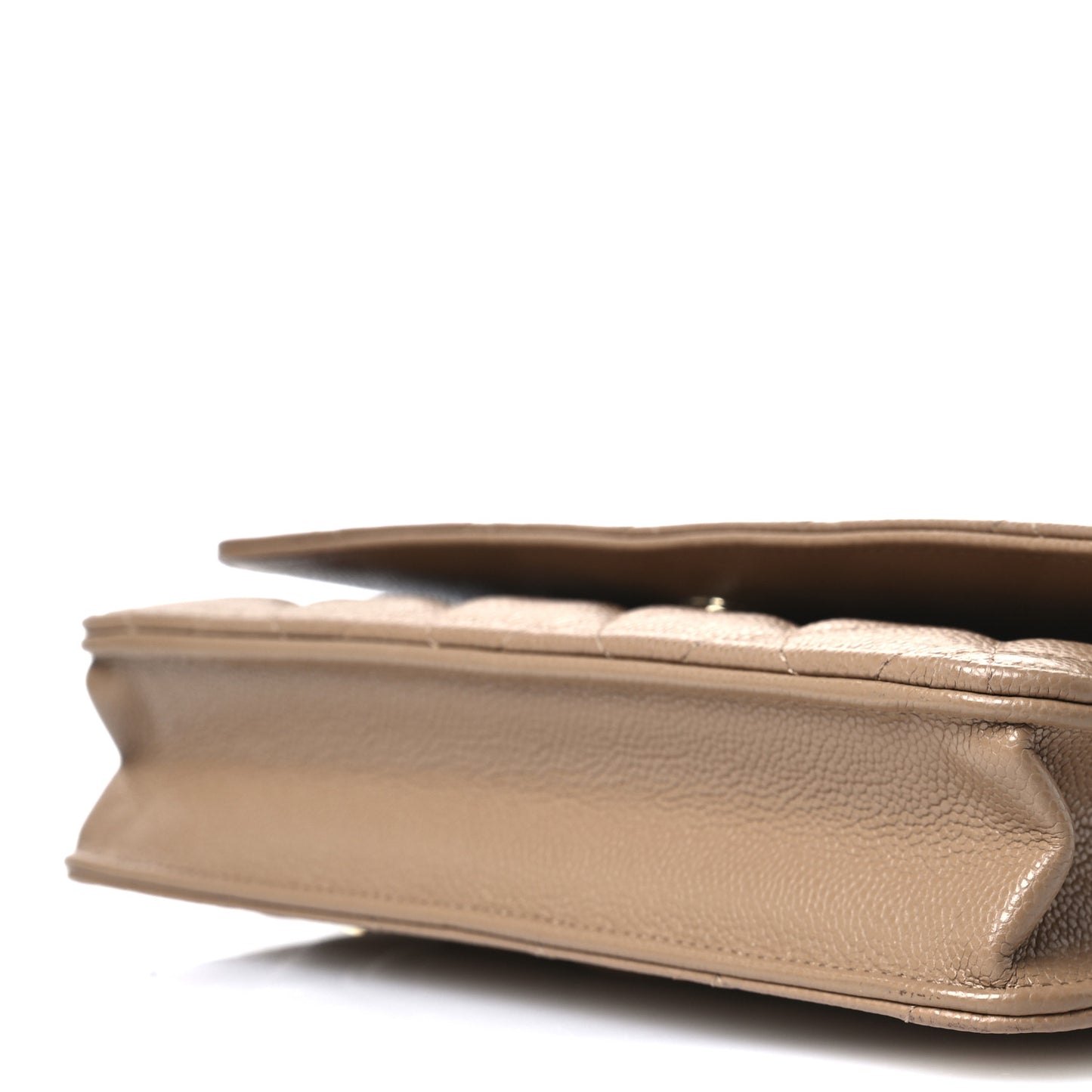 Caviar Quilted Wallet on Chain WOC Dark Beige